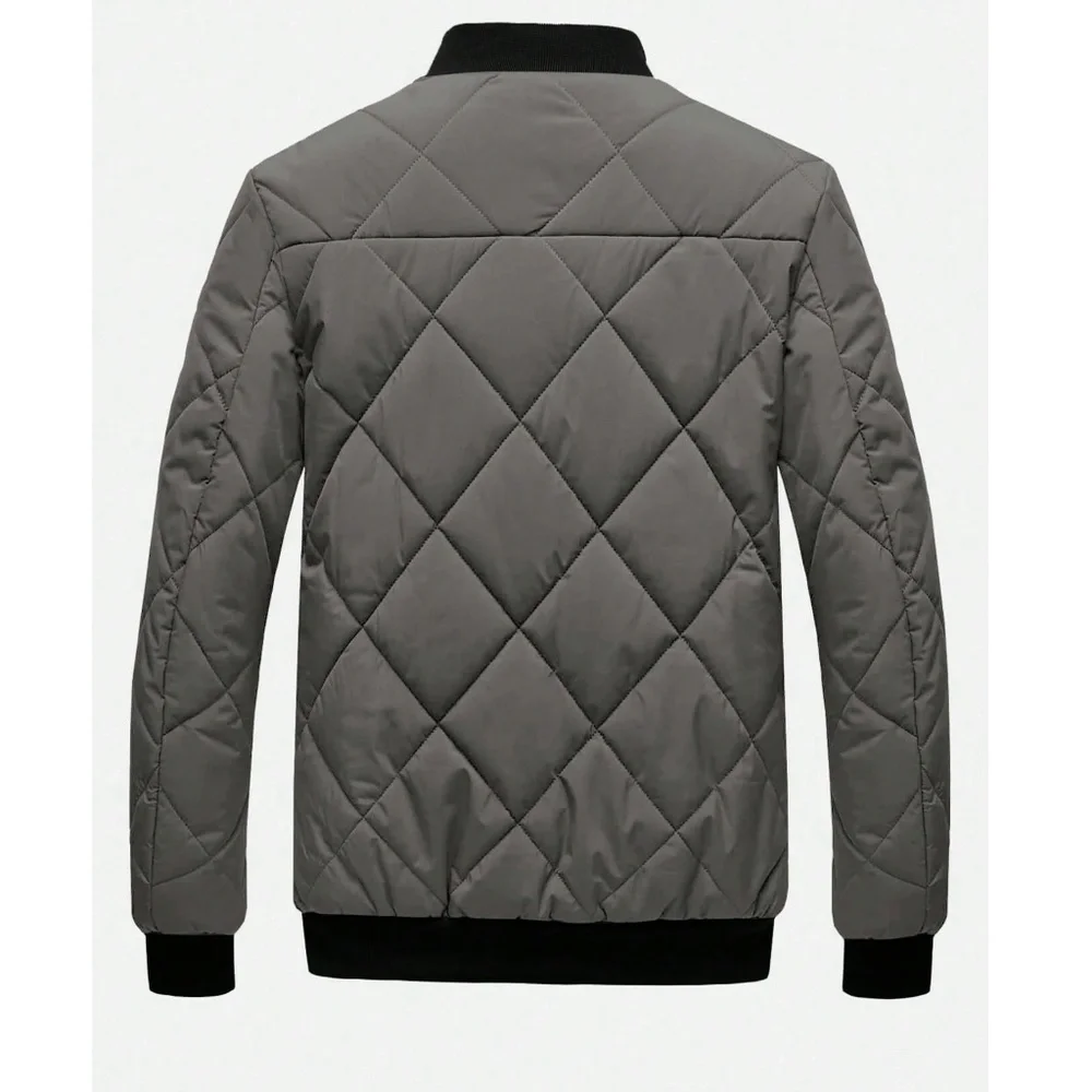 Men’s Zip Up Quilted Fleece Lined Jacket - Picture 9 of 11